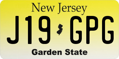 NJ license plate J19GPG