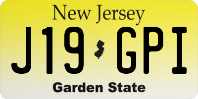 NJ license plate J19GPI