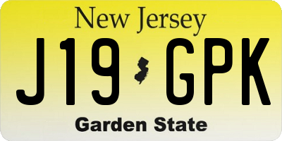 NJ license plate J19GPK
