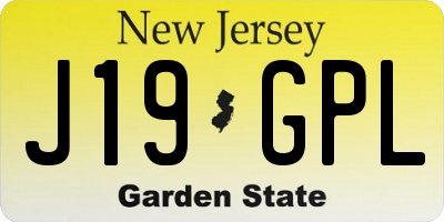 NJ license plate J19GPL