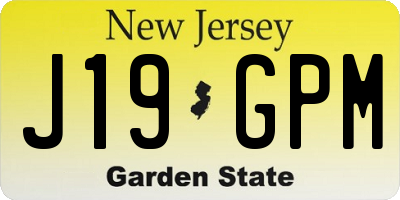 NJ license plate J19GPM