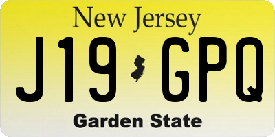 NJ license plate J19GPQ
