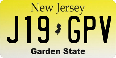 NJ license plate J19GPV
