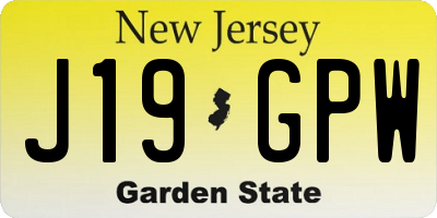 NJ license plate J19GPW