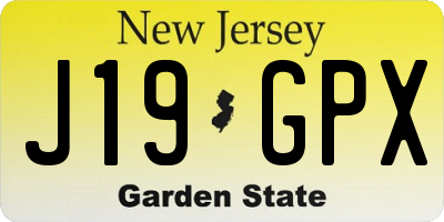 NJ license plate J19GPX