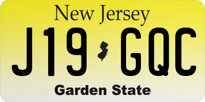 NJ license plate J19GQC