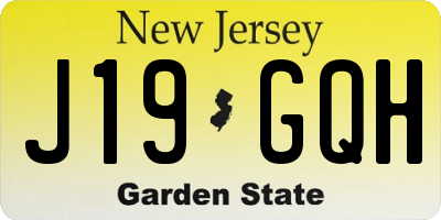 NJ license plate J19GQH