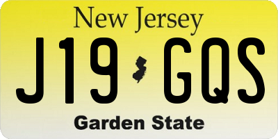 NJ license plate J19GQS