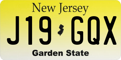 NJ license plate J19GQX
