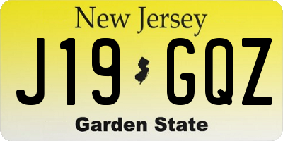 NJ license plate J19GQZ