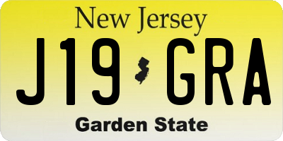 NJ license plate J19GRA