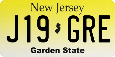 NJ license plate J19GRE