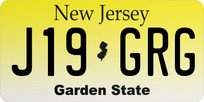 NJ license plate J19GRG