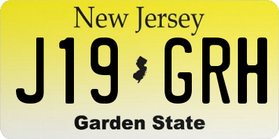 NJ license plate J19GRH