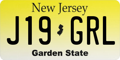 NJ license plate J19GRL