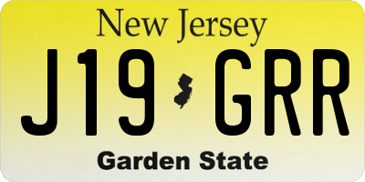 NJ license plate J19GRR