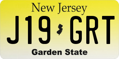 NJ license plate J19GRT