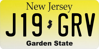 NJ license plate J19GRV