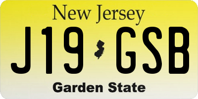 NJ license plate J19GSB