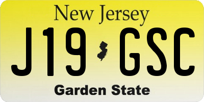 NJ license plate J19GSC