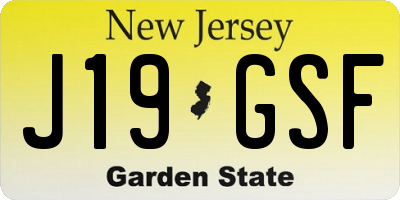 NJ license plate J19GSF