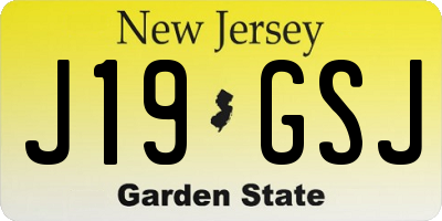 NJ license plate J19GSJ