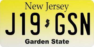 NJ license plate J19GSN