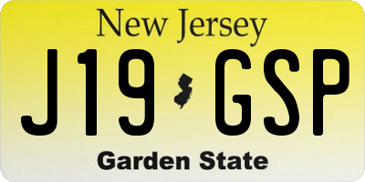 NJ license plate J19GSP