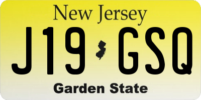 NJ license plate J19GSQ