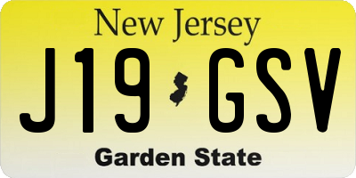 NJ license plate J19GSV