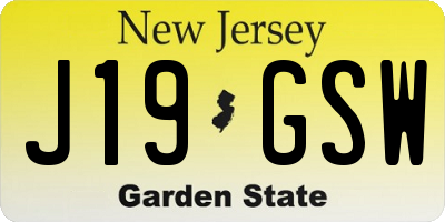 NJ license plate J19GSW