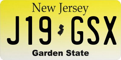 NJ license plate J19GSX