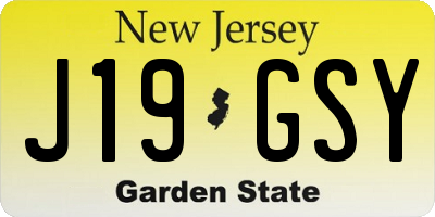 NJ license plate J19GSY