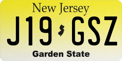 NJ license plate J19GSZ
