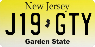 NJ license plate J19GTY