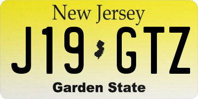 NJ license plate J19GTZ