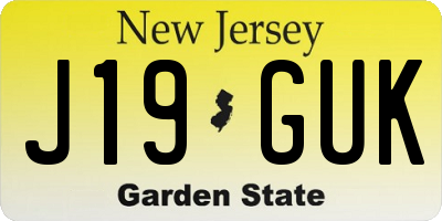 NJ license plate J19GUK