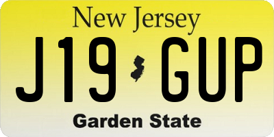 NJ license plate J19GUP