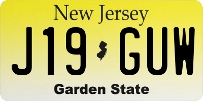 NJ license plate J19GUW