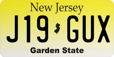 NJ license plate J19GUX