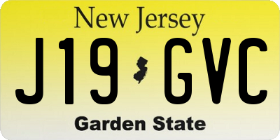 NJ license plate J19GVC