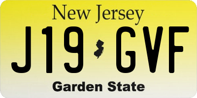NJ license plate J19GVF