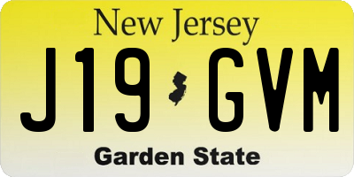 NJ license plate J19GVM