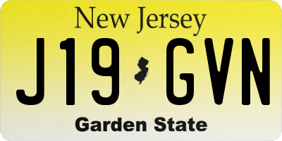 NJ license plate J19GVN