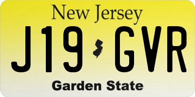NJ license plate J19GVR