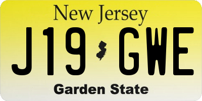NJ license plate J19GWE