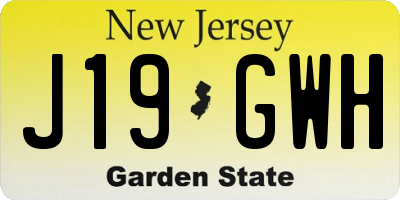 NJ license plate J19GWH