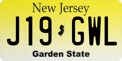NJ license plate J19GWL