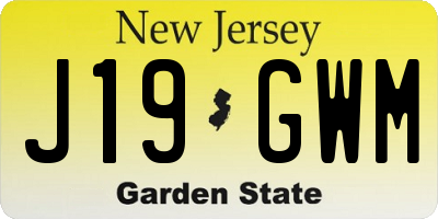 NJ license plate J19GWM
