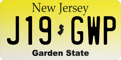 NJ license plate J19GWP